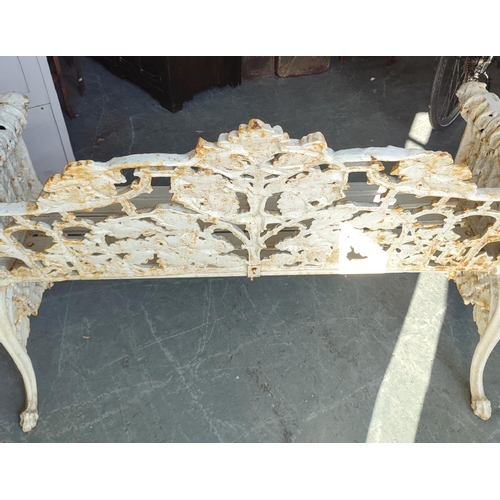 380 - Stunning white painted antique bench, possibly Irish with cast iron 