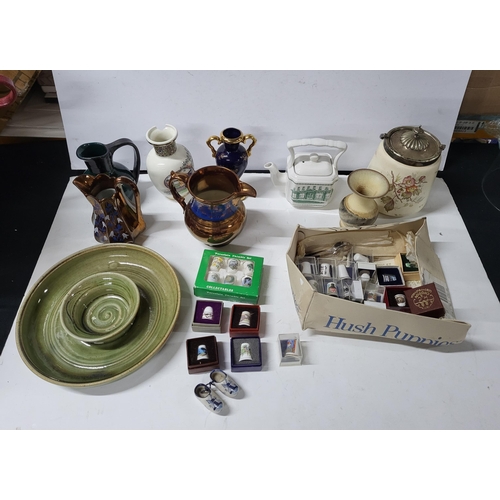 504 - Collection of various ceramics including a box of various thimbles (Qty)