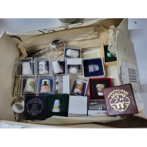 504 - Collection of various ceramics including a box of various thimbles (Qty)