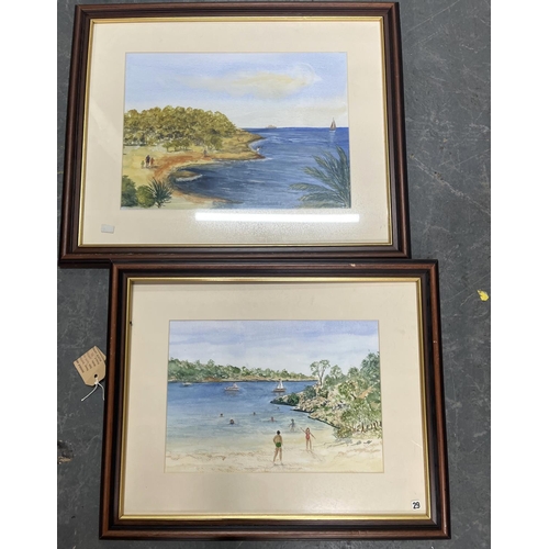 106 - Pair of Doreen Hanson beach scene watercolours, both framed (2)