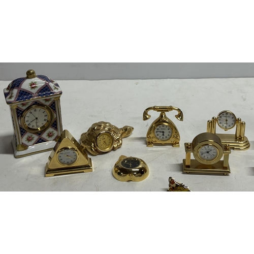 272 - Collection of miniature clocks mainly brass