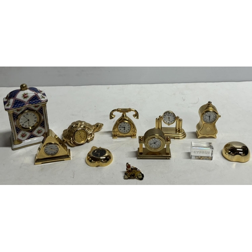 272 - Collection of miniature clocks mainly brass