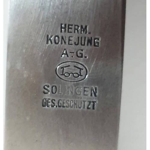 36 - Early (1933-35) Hitler Youth knife from a rare maker, Herm. Konejung A.-G .Solingen, with acid etche... 