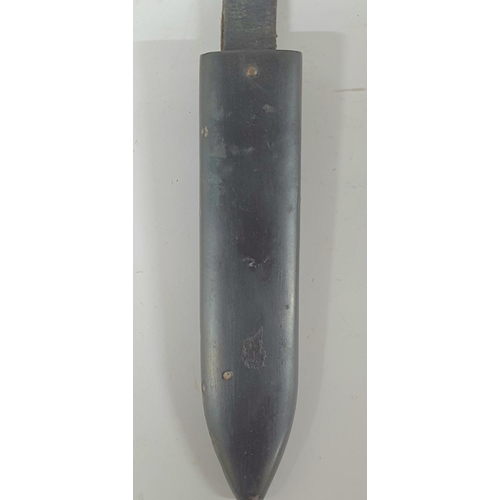 37 - Later (1940s) Hitler Youth knife with acid etched blade and faint RZM stamp to blade with 