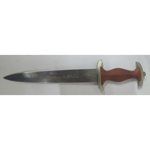 48 - German 1930s  SA dagger with Ernst Rohm acid etched signature and inscription with brown wooden grip... 