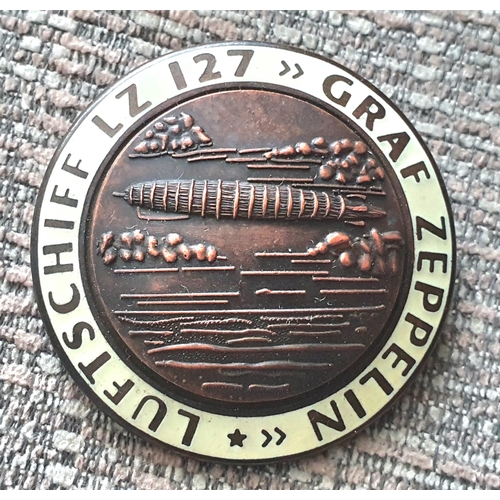 6 - WWII GERMAN GRAF ZEPPELIN LZ 127 AIR SHIP BADGE in copper and enamel, the back marked FLL makers mar... 