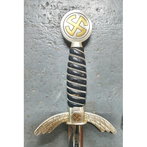 62 - Third Reich Luftwaffe Officers Dress Sword & scabbard with hanger by Paul Weyersburg & Co of Solinge... 