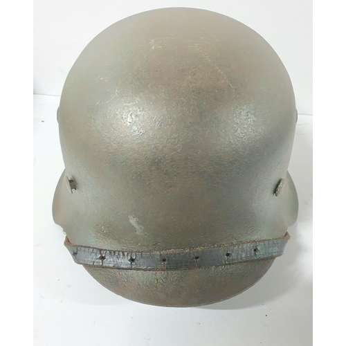 25 - WW2 German M42 Single Decal Army Helmet, original inner and strap