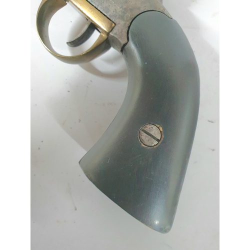 64 - Unmarked 19thC percussion capped Colt with octagonal barrel and brass trigger guard