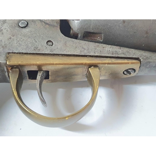 64 - Unmarked 19thC percussion capped Colt with octagonal barrel and brass trigger guard