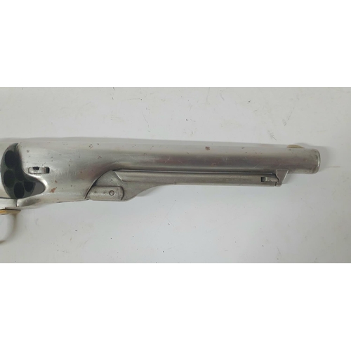 65 - Indistinctly marked 19thC percussion capped American Colt with wooden grip and brass trigger guard, ... 