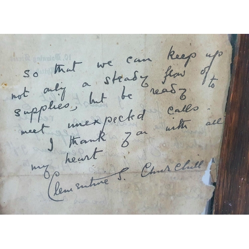 19 - Clementine Churchill, signed and hand-written 