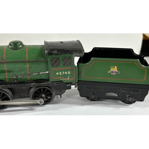 93 - Hornby 0 gauge locomotive 45746 and tender British Railway