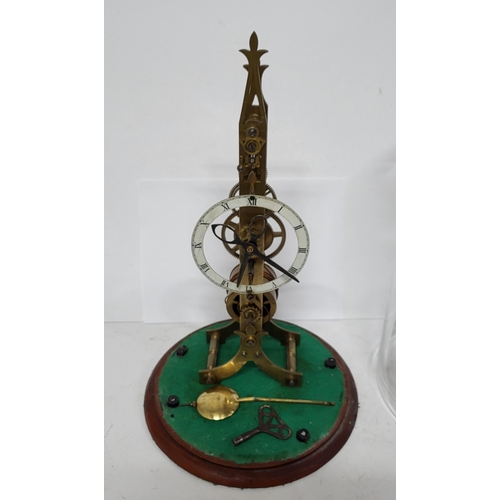 219 - Large antique glass domed skeleton clock