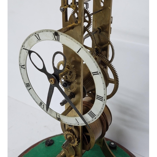 219 - Large antique glass domed skeleton clock