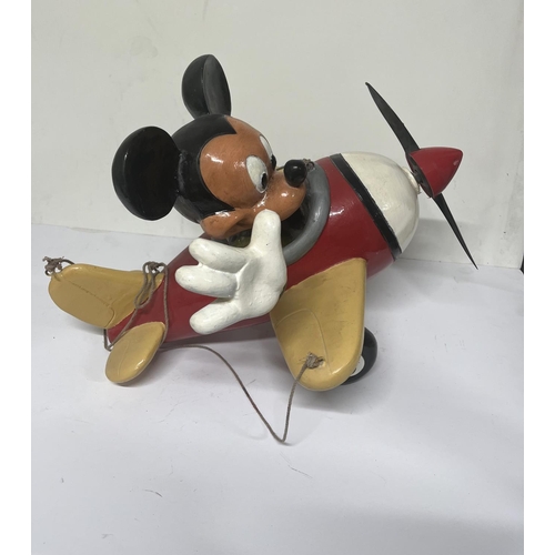 146 - Disney Mickey Mouse ceiling hanging Plane 50cm long with revolving propeller