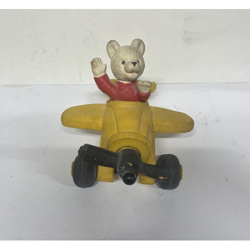 147 - Vintage1970s  Rupert The Bear foam figure in plane.