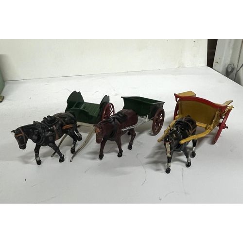 171 - Collections of vintage Britains horse and carts