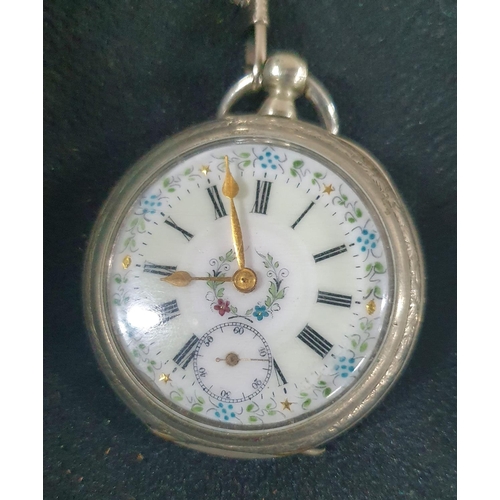 203 - Collection of six pocket watches including a small ladies continental pocket watch with a decorated ... 