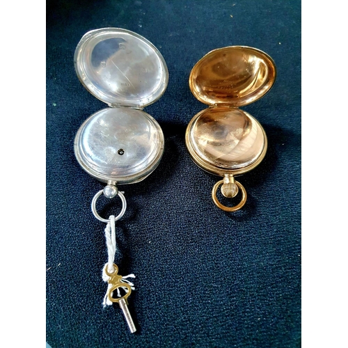 205 - Two antique Waltham, USA pocket watches, one with key (2)