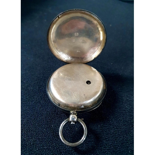 208 - Gents Birmingham silver pocket watch with engraved shield to back plate