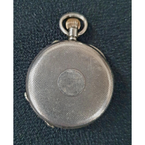 211 - ladies antique silver half hunter pocket watch, with key