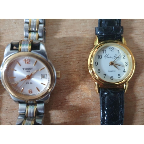 200 - Four ladies dress watches including Tissot and a leather strapped Charles Leman example (4)