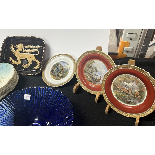 268 - Qty of ceramics including plates and cobalt blue glassware etc