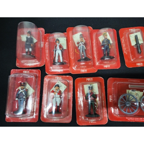 351 - Collection of boxed Del Prado soldier figures including a cannon (Qty)