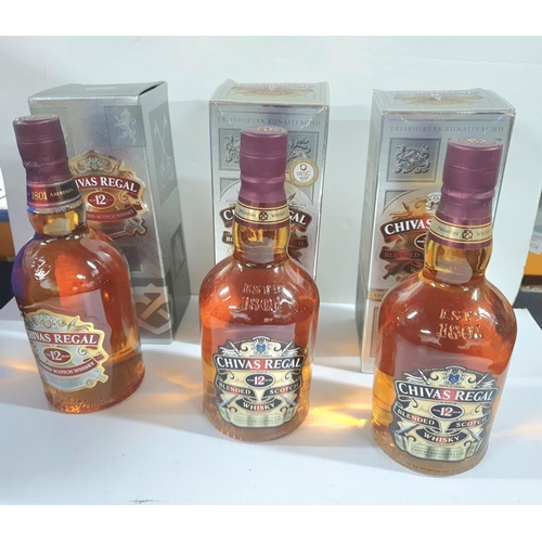 287 - Three unopened bottles of Chivas Regal blended Scotch whiskey, all in their original boxes, all 70cl... 