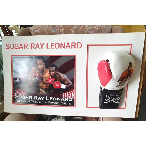 288 - Sugar Ray Leonard memorabilia with boxing glove