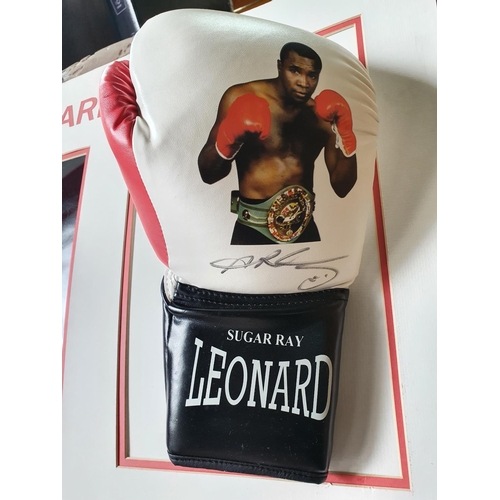 288 - Sugar Ray Leonard memorabilia with boxing glove