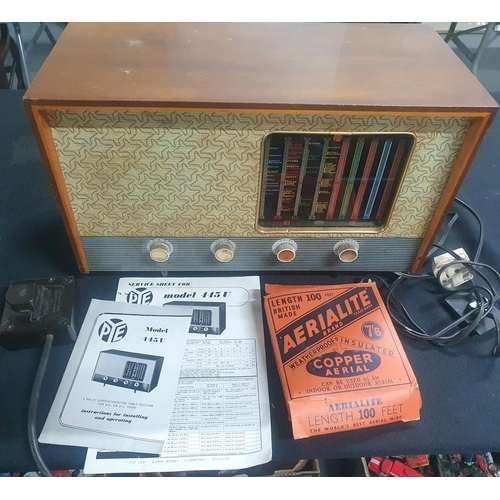 301 - Boxed, as new, 1955 Pye 455 u radio set with packaged ariel and papers,

Purchased in 1955 and remai... 