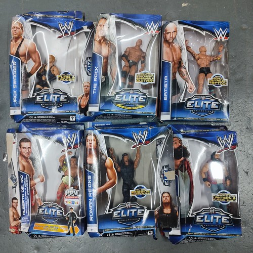 358 - Seventeen WWE action figures - Elite, NXT, Smackdown and Raw figures including The Rock, John Cena, ... 