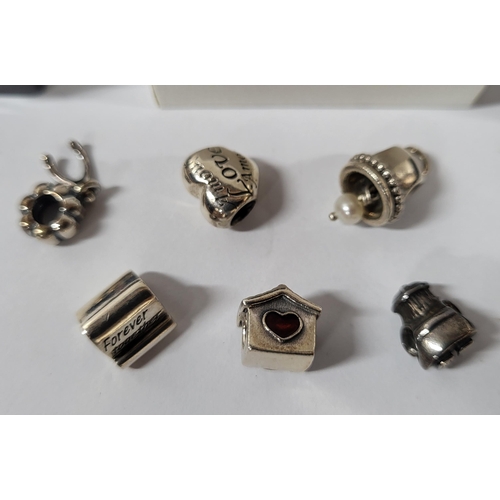 23 - Collection of six pandora 925 silver charms as well as two others (8)