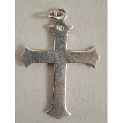 34 - Extra large 925 silver cross pendant (7cm long)