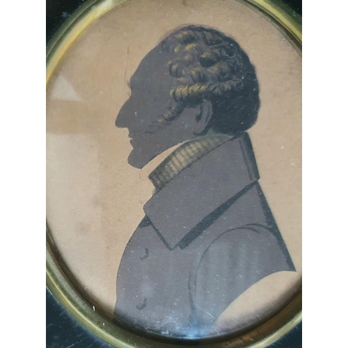 70 - RARE c1840 bust length profile silhouette of a gentleman by George Walker of Liverpool in original e... 