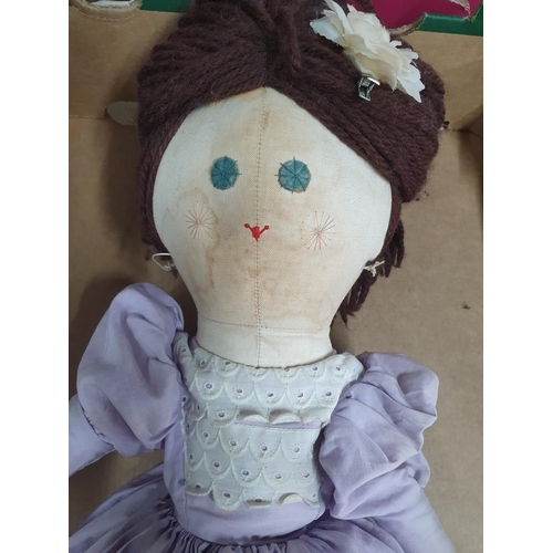 148 - Large straw doll, late Victorian/early 20thC with mainly original clothes