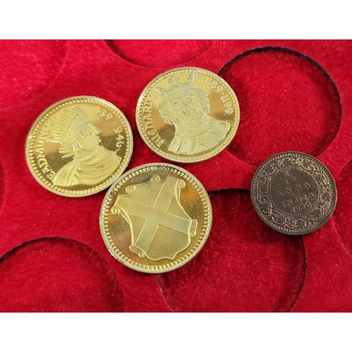 176 - Collection of commemorative coins to include a boxed plated coin on chain, an Ukrainian coin, 3 plat... 