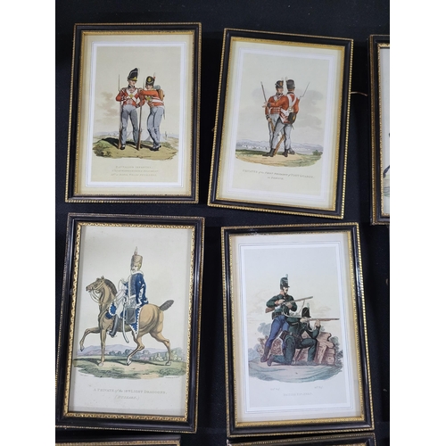 190 - Set of twelve framed prints of various 19thc/18thc british soldiers and regiments (12)