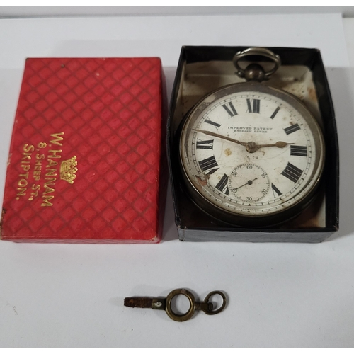 208 - Hallmarked silver pocket watch with key