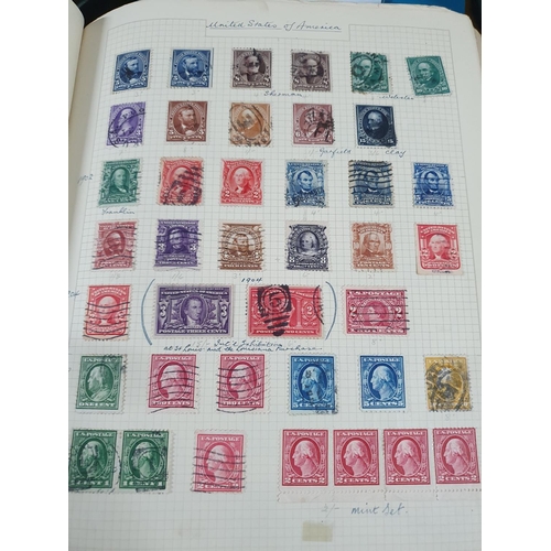 256 - Large old red album containing a huge quantity of world stamps with a superb collection of USA 19th ... 