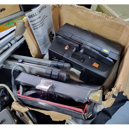 259 - Large collection of various projectors including two tripod stands, and a Vintage Bolex Paillard mov... 