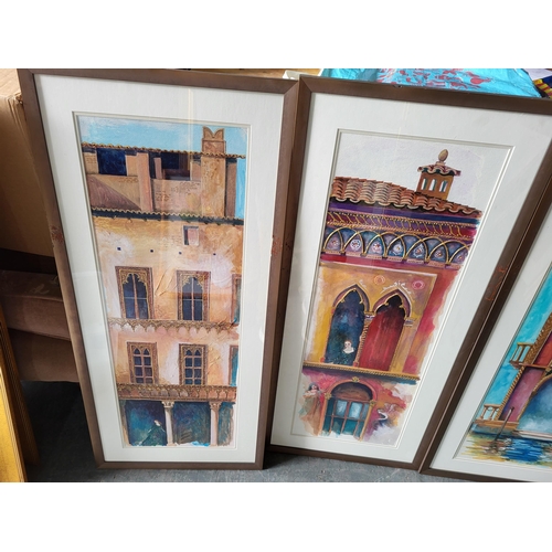 115 - Set of five framed watercolours of various buildings etc (5)