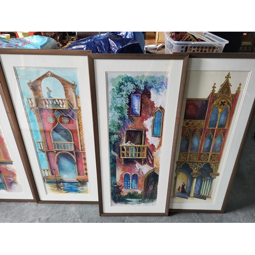 115 - Set of five framed watercolours of various buildings etc (5)