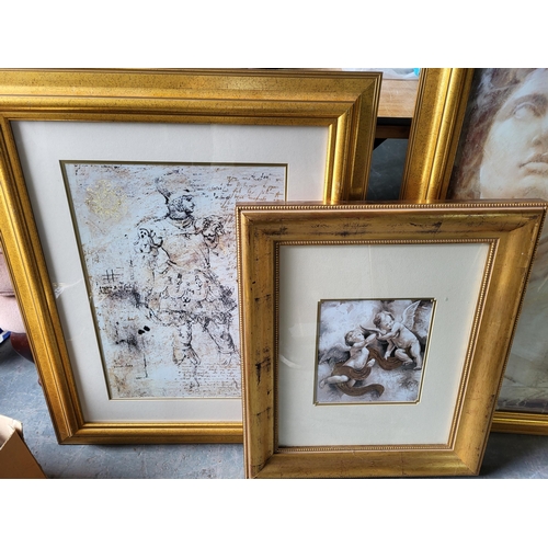 243 - Four large prints after Da Vinci, all in high quality, modern gilt frames (4)