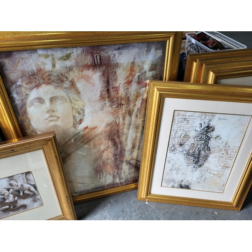 243 - Four large prints after Da Vinci, all in high quality, modern gilt frames (4)