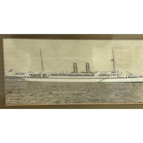 249 - 2 pictures 1 is Hospital Ship H.M.S China and a signed  Geoff Capes