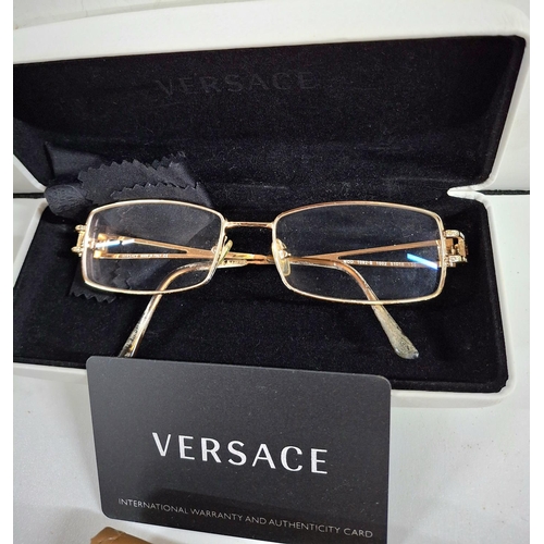 166 - Collection of vintage spectacles and cases including a pair of cased Versace with case and authentic... 