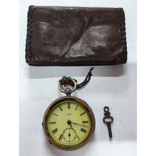 168 - A. Lee Nelson, hallmarked silver pocketwatch, Birmingham C.1901, with key and in leather case, worki... 